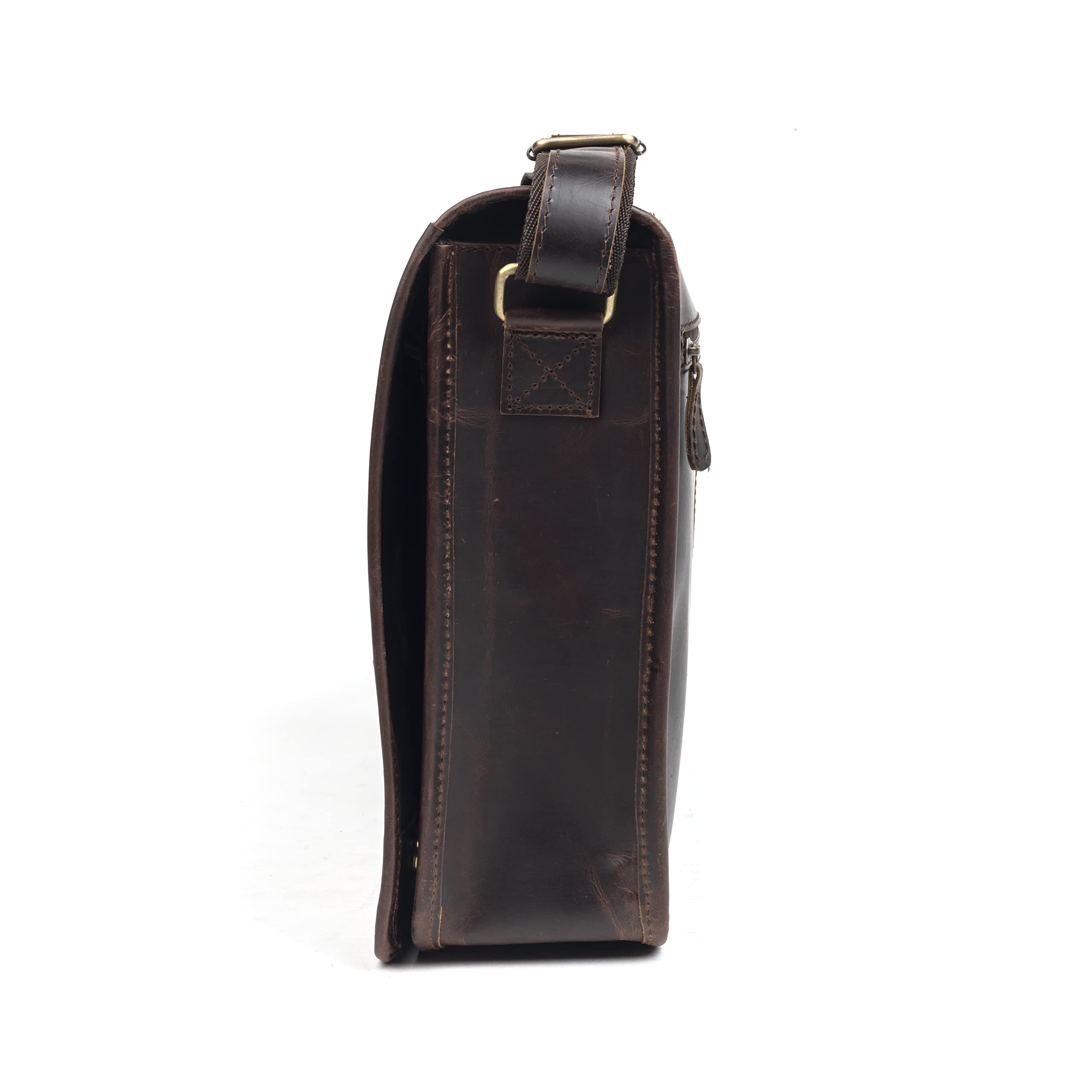 TUZECH Genuine Leather Bag Handmade Vintage Rustic Cross Body Messenger Laptop Bag Courier Satchel Bag Gift Men Women Bag (Dark Brown)