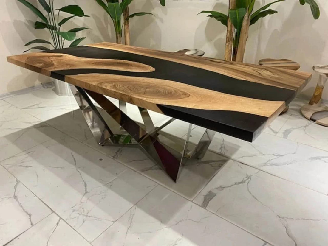 Personalized Large EPOXY Table, Resin Dining Table for 2, 4, 6, 8 River Dining Table Top, Wood Epoxy Coffee Table Top, Living Room Table-Tuzech store