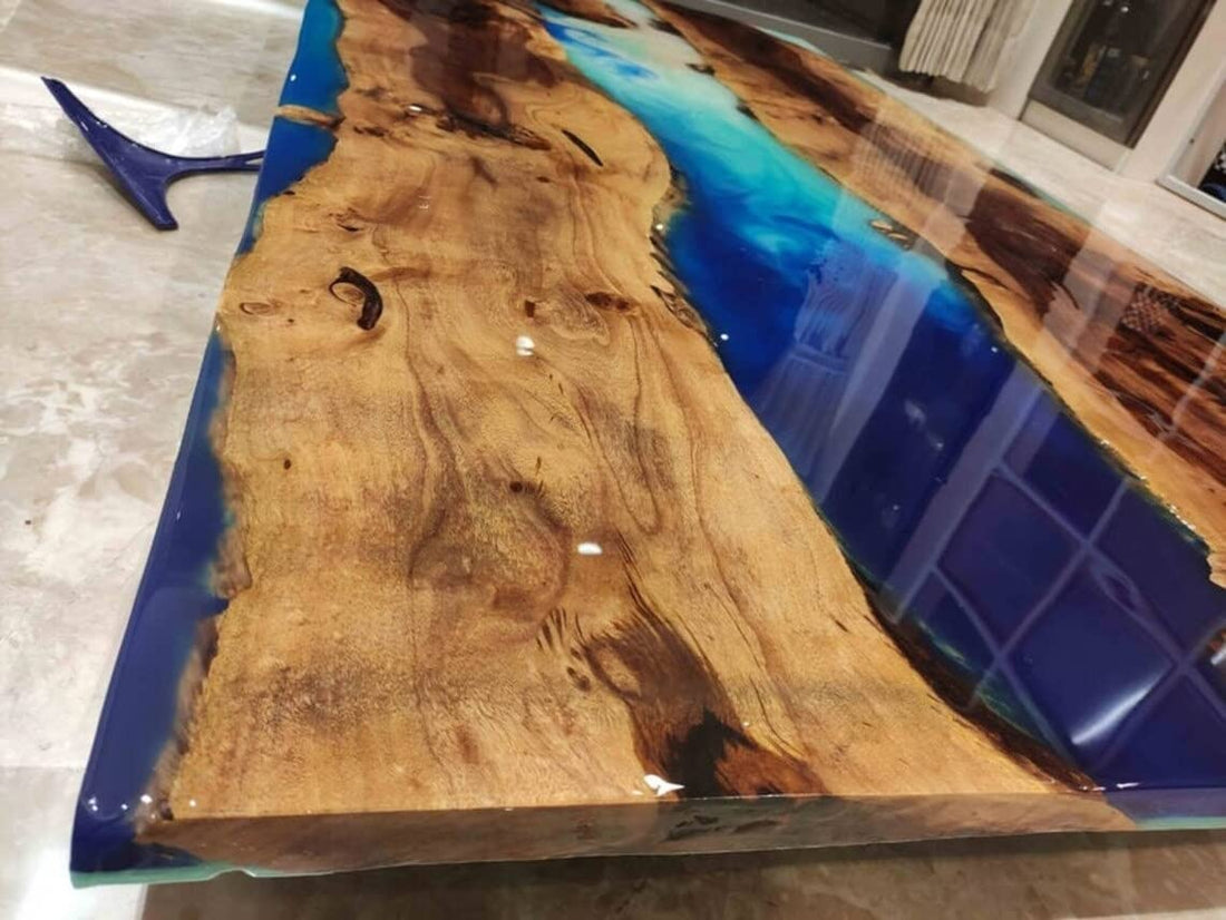 Personalized Large EPOXY Table, Resin Dining Table for 2, 4, 6, 8 River, Wood Epoxy Coffee Table Top, Living Room Table-Tuzech store