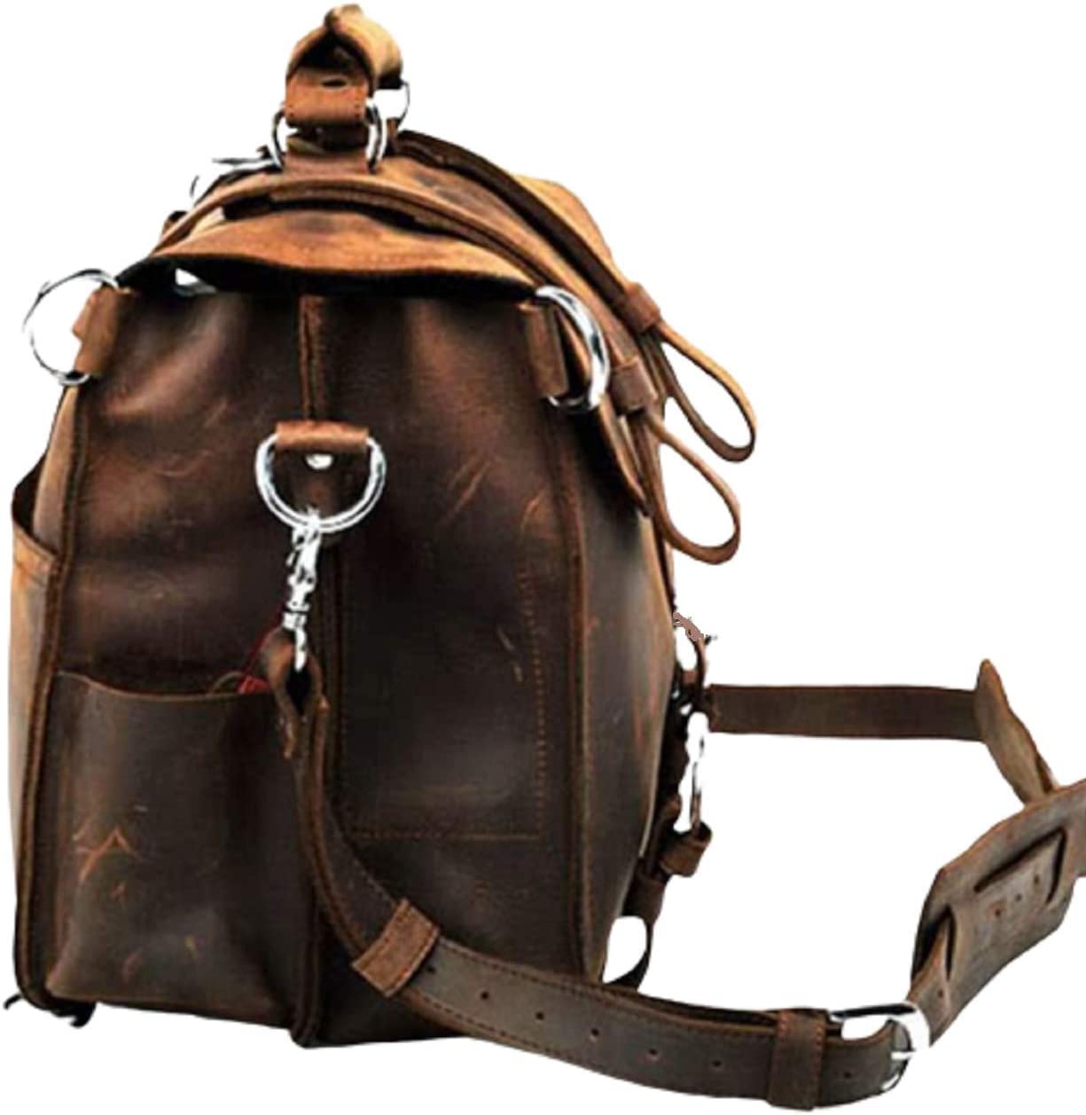 Men's Retro Full Grain Leather 16'' Briefcase Shoulder Messenger Bag Fit 16 Laptop (2019 Version)-Tuzech store