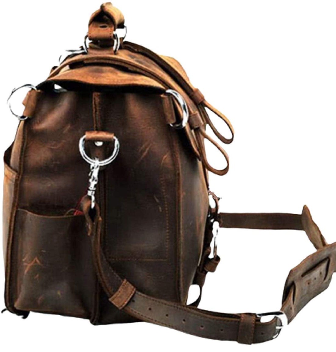 Men's Retro Full Grain Leather 16'' Briefcase Shoulder Messenger Bag Fit 16 Laptop (2019 Version)-Tuzech store