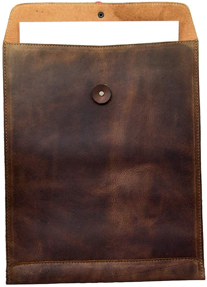 Leather Document Holder Mailing Envelope,Office & Work Resume Sales Portfolio Binder Folder-Interview/Legal Document Organizer Handmade Bourbon Brown (12.5 inches)-Tuzech store