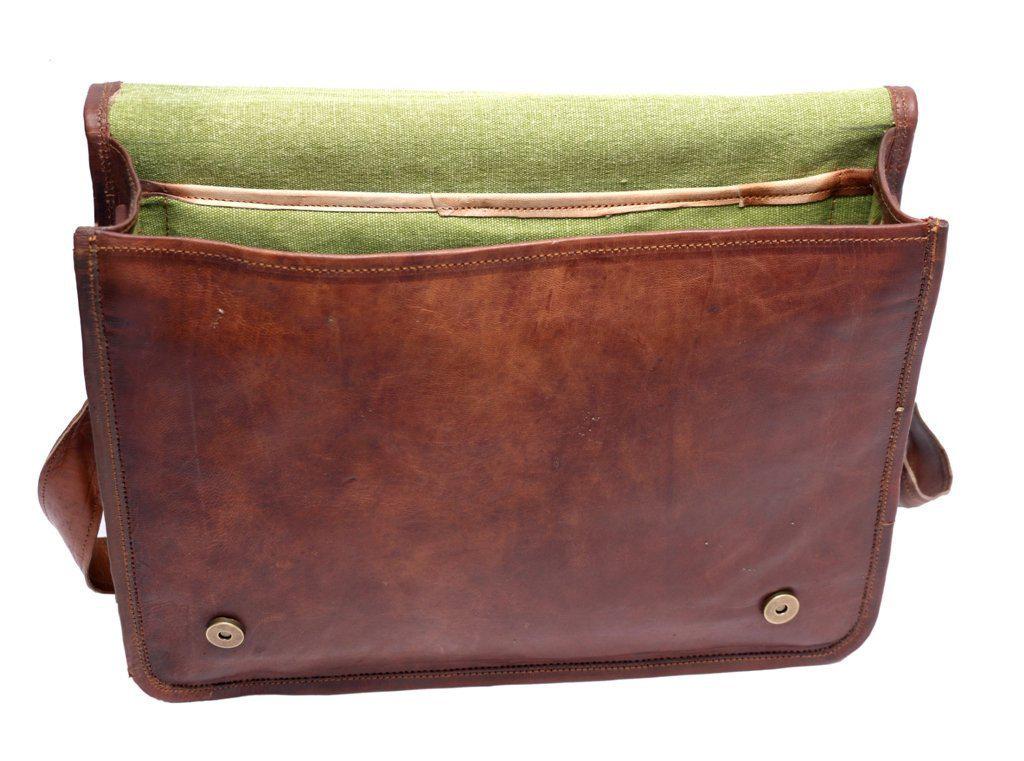 TUZECH Pure Rustic Leather Vintage Genuine Leather Cross-Body Messenger Satchel Bag with Extra Padding (11.3 Inches)-Tuzech store