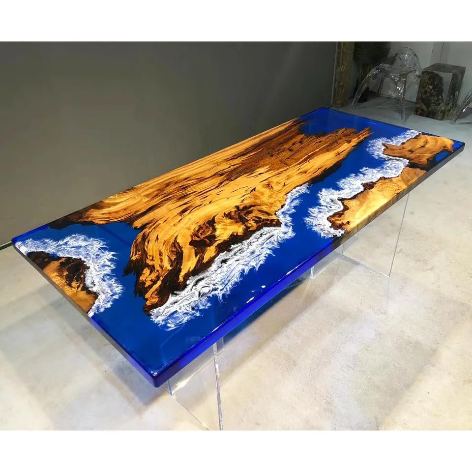 Custom Made Wood Island with Multi River Waves Epoxy Dining Table Coffee Table End Table Bar Counter Top Living Room Table Wall Art Wooden Table Home Décor