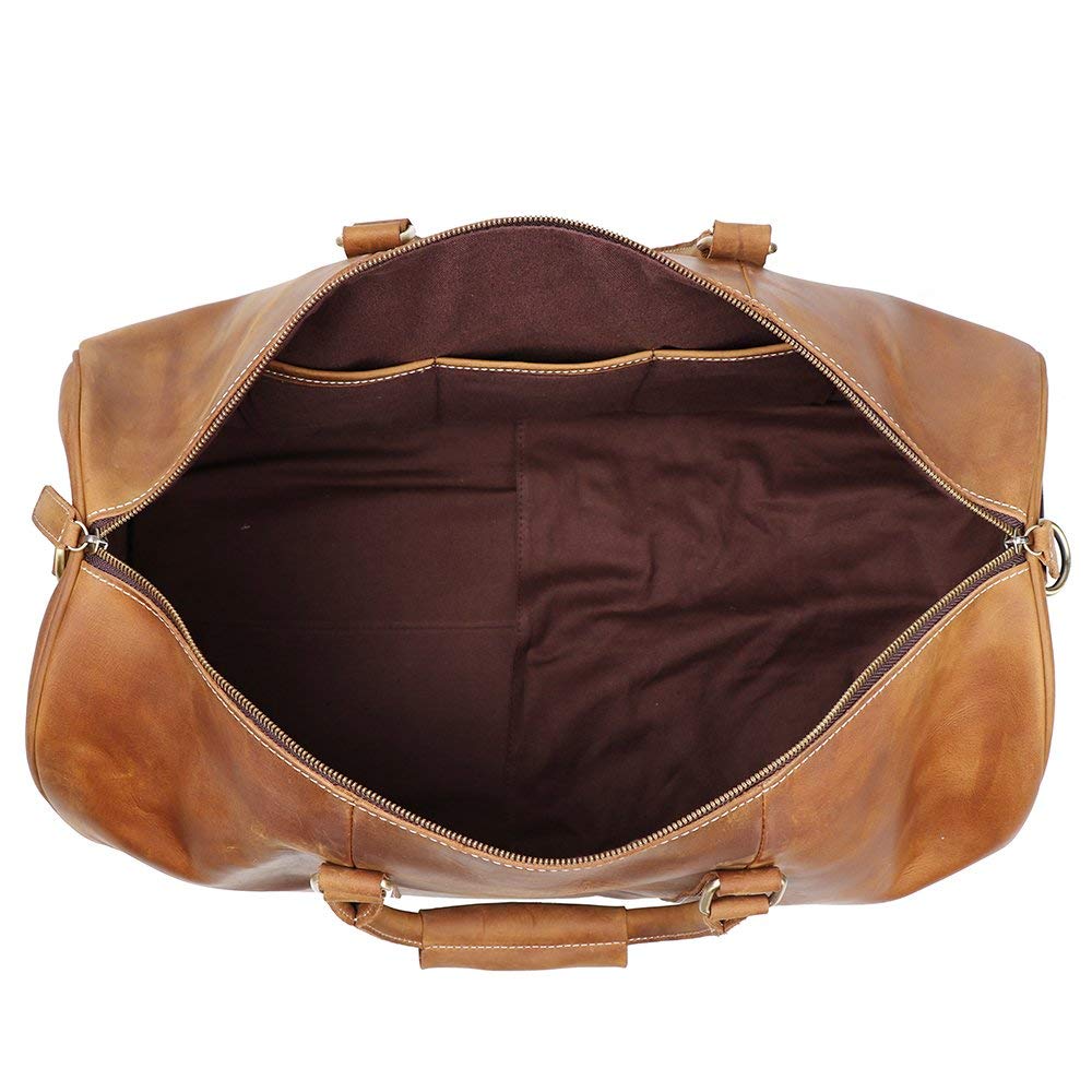 TUZECH Leather Vintage Travel Luggage Bag Men Duffle Retro Carry on Handbag Tan Brown – | Gym Sports Bag Airplane Luggage Carry-With Shoe Compartment (22 Inches)-Tuzech store