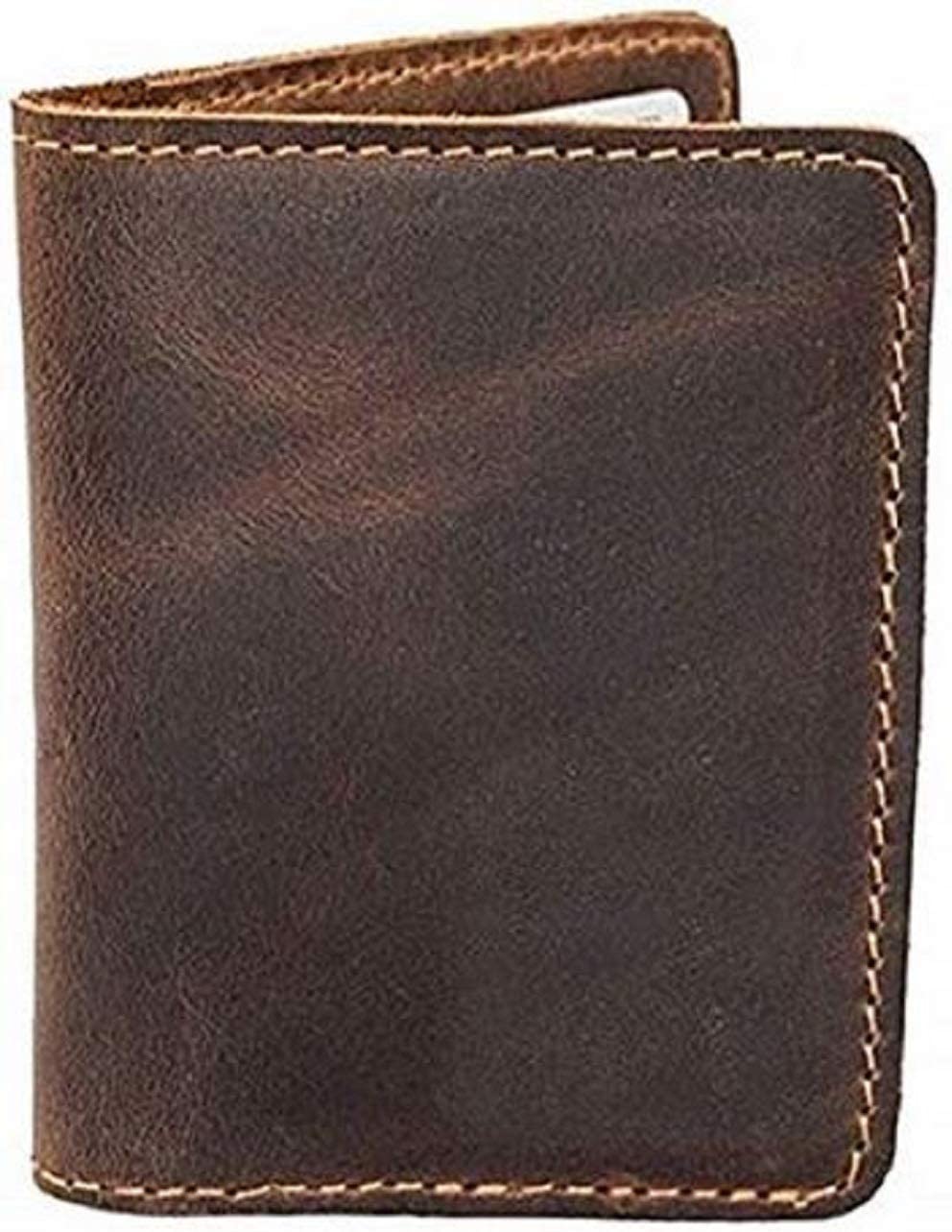 Leather Bifold Wallet Holds Travel Front Pocket Pouch Vintage Handmade Leather 6.5X 4 inches (Brown)-Tuzech store