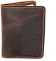 Leather Bifold Wallet Holds Travel Front Pocket Pouch Vintage Handmade Leather 6.5X 4 inches (Brown)-Tuzech store