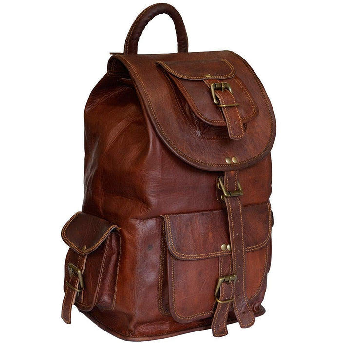 Parrys Leather World 20" Rustic Vintage leather Backpack Bag Rucksack Laptop Bag Briefcase Messenger Bag Computer Bag for Men Women Backpack Brown Leather Bag Office Briefcase for Men Women Pittu Bag, 20" Large-Tuzech store