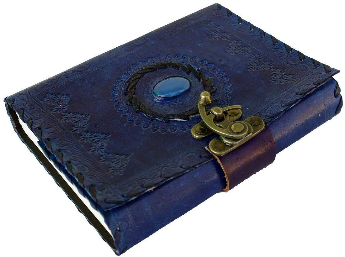 ININDIA Handmade Pure Leather Diary Leather Journal for Men and Women -Office Home Daily Use, Poem Writing with Lock Diary 7 Inches and Luck Stone-Tuzech store