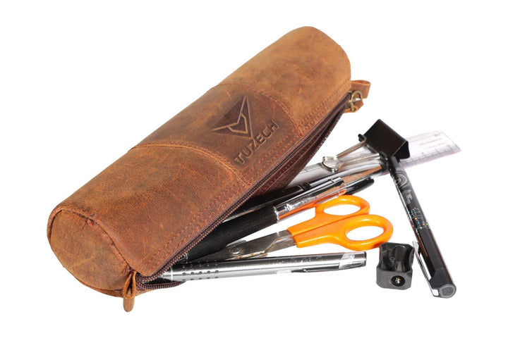 Durable Leather Pencil Pouch/Pen Case/Work Accessories/Student & Professionals Essentials, Handmade-Tuzech store