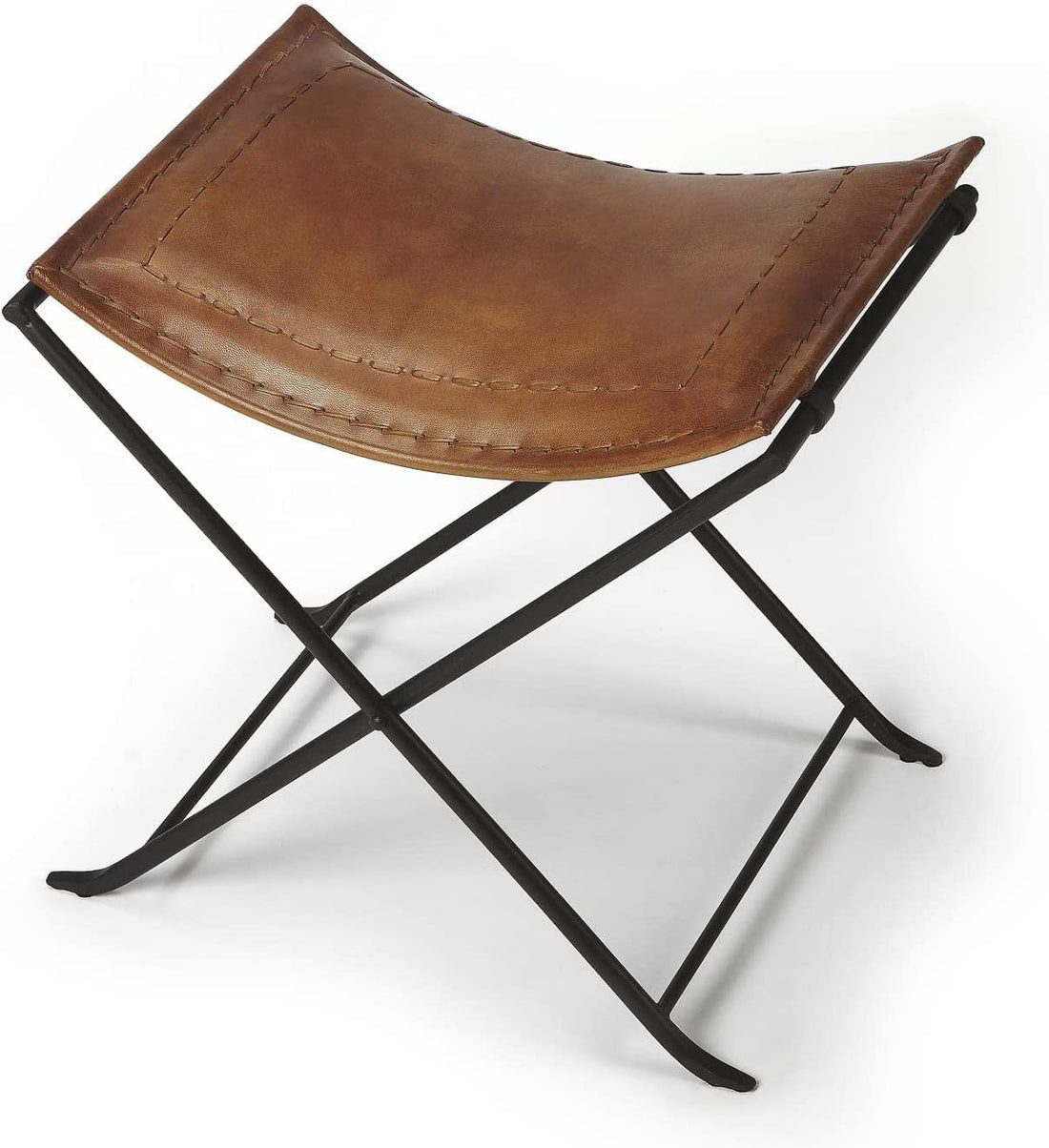 Tuzech Leather Foldable Barstools Butler Melton Brown Leather Stool | Leather Bar Stools | Leather Counter Stools | Genuine Leather Counter Stool | Cowhide Barstools | Rustic Vanity Sling Stool-Tuzech store