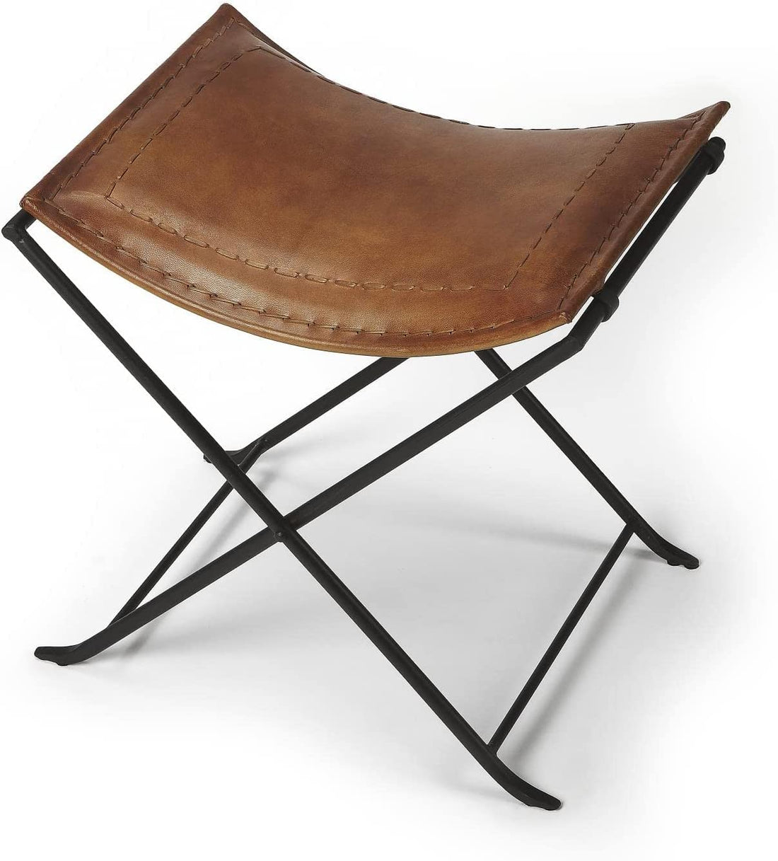 Tuzech Leather Foldable Barstools Butler Melton Brown Leather Stool | Leather Bar Stools | Leather Counter Stools | Genuine Leather Counter Stool | Cowhide Barstools | Rustic Vanity Sling Stool-Tuzech store