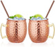 HandCrafted Moscow Mule Hand Hammered Copper 16 Ounce Drinking Mugs Set Classic Riveted Handles-Tuzech store