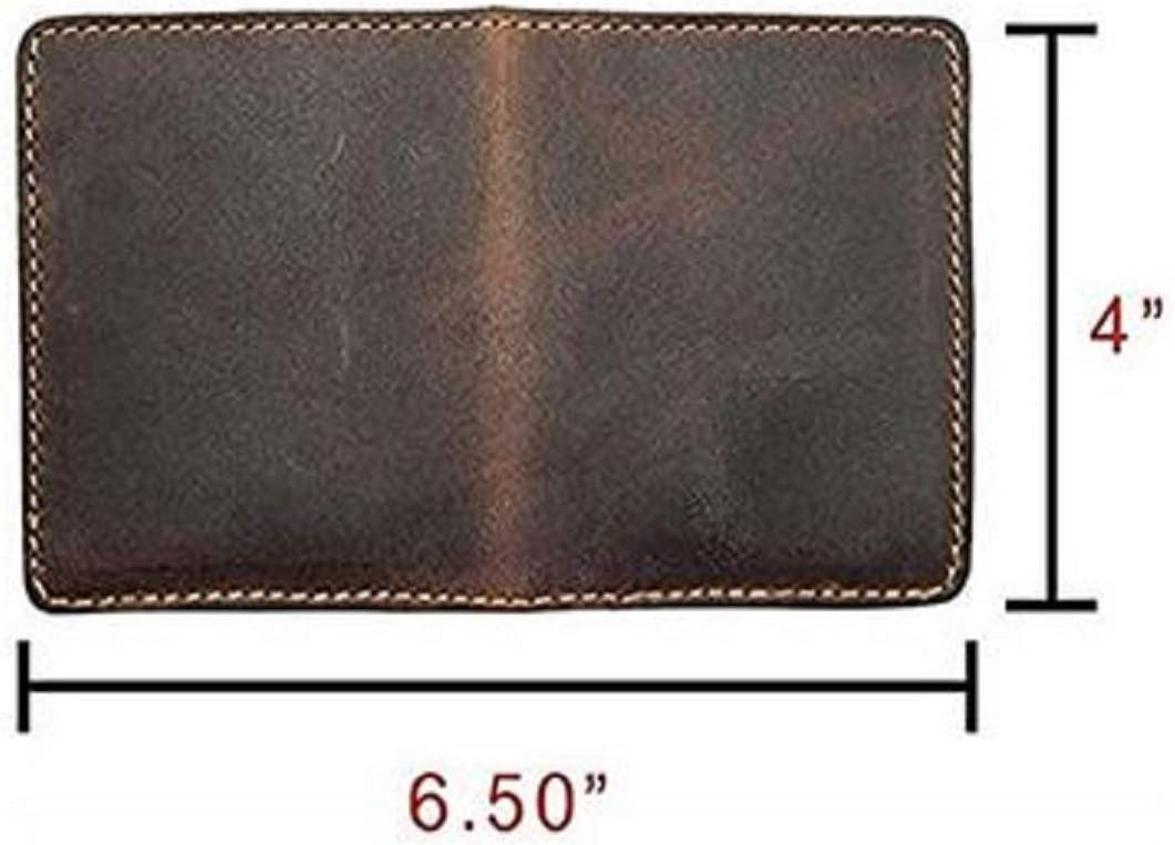 Leather Bifold Wallet Holds Travel Front Pocket Pouch Vintage Handmade Leather 6.5X 4 inches (Brown)-Tuzech store
