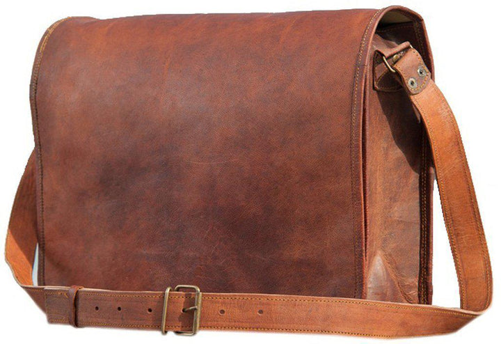 Pure Leather Vintage Leather Cross-body Messenger Satchel Bag(13.3 Inches)-Tuzech store