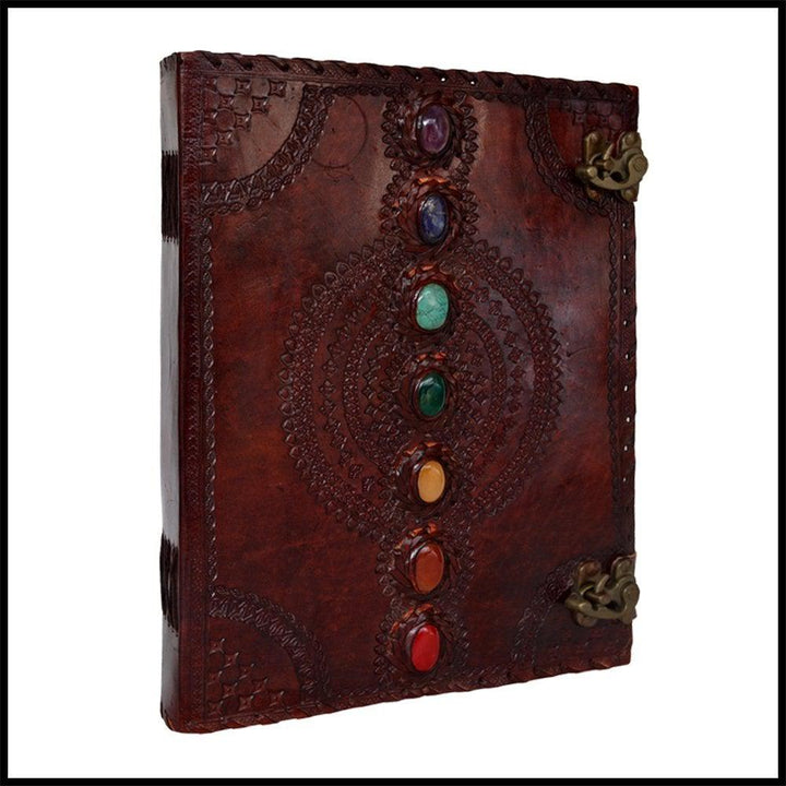 Seven Chakra Leather Journal & Handmade Paper Diary Notebook Journal for Personal Use or Gift, Office Supplies Size 10 x 13 inches (Brown)) Antique Handmade, Daily Notepad for Men & Women-Tuzech store