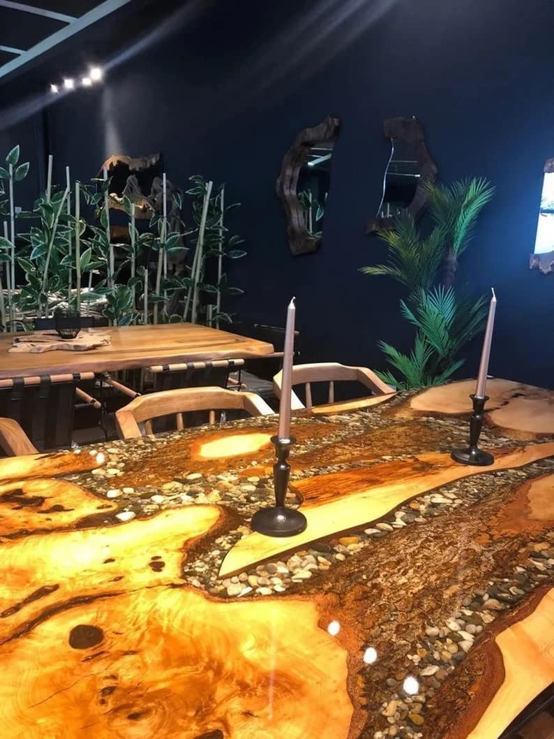 Personalized Large EPOXY Table, Resin Dining Table for 2, 4, 6, 8 River Dining Table Top, Wood Epoxy Coffee Table Top, Living Room Table-Tuzech store