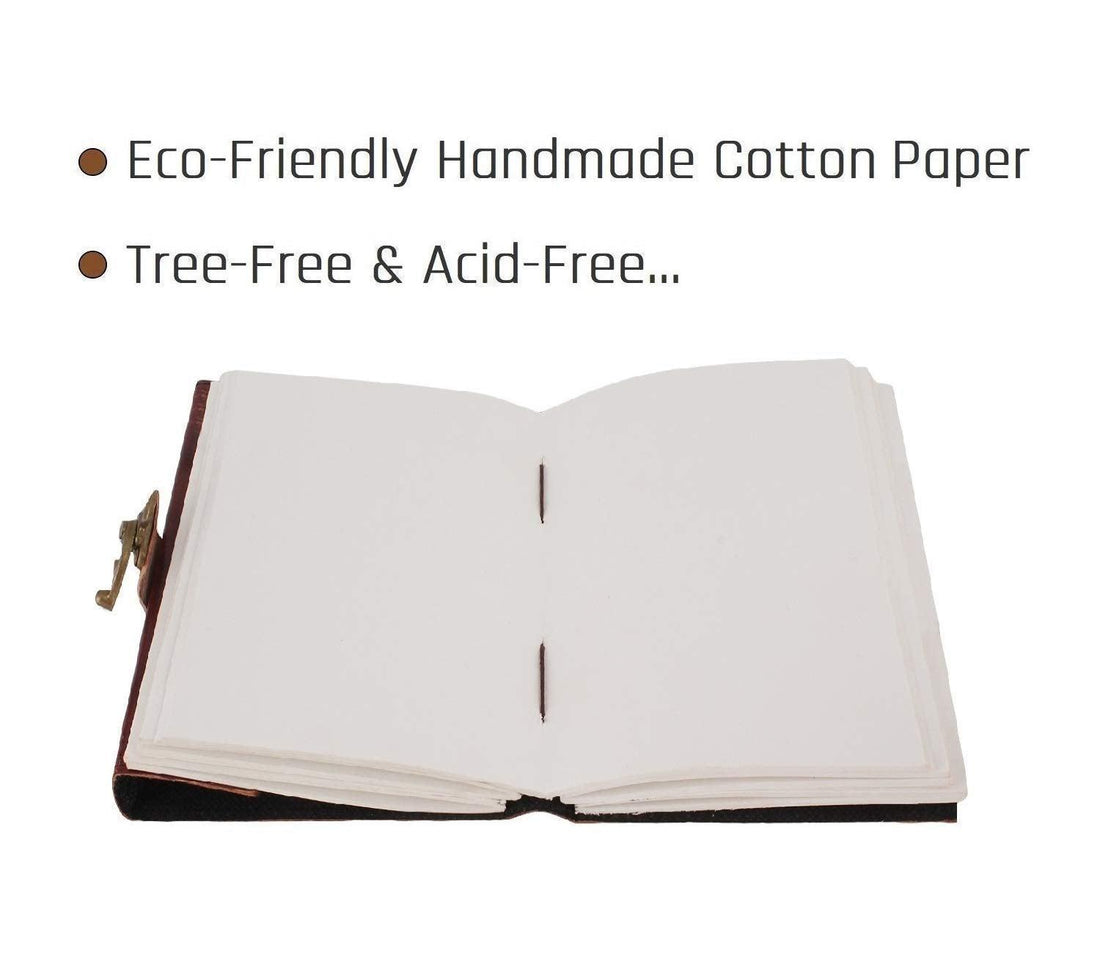 ININDIA Handmade Pure Leather Diary Leather Journal for Men and Women -Office Home Daily Use, Poem Writing with Lock Diary 7 Inches and Luck Stone-Tuzech store