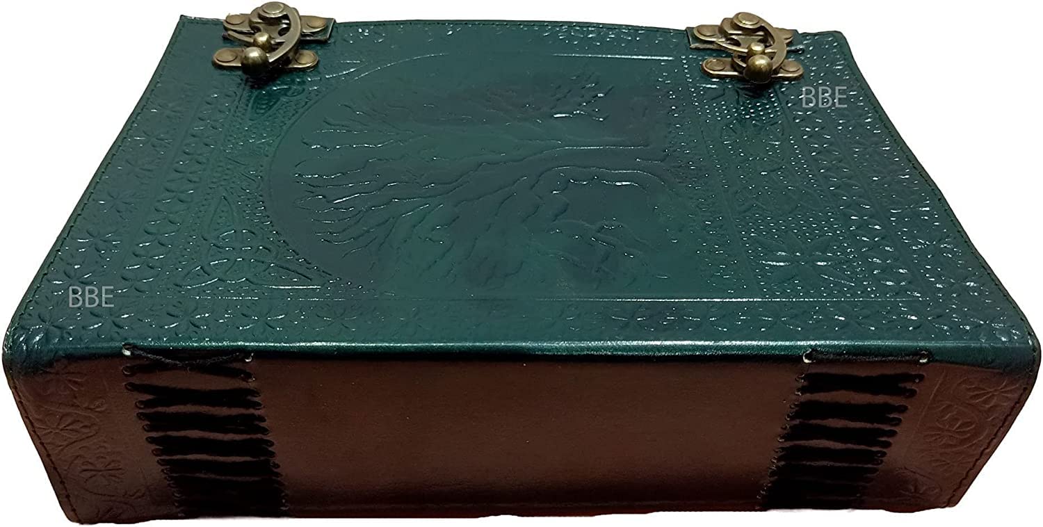 TUZECH 600 Pages Handmade Large Leather Journal Diary Embossed Tree of Life Book Of Shadows Hocus Pocus Notebook Writing Seven Chakra Grimoire Sketchbook 7 x 10 Leather Bound