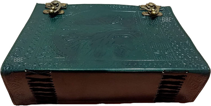 TUZECH 600 Pages Handmade Large Leather Journal Diary Embossed Tree of Life Book Of Shadows Hocus Pocus Notebook Writing Seven Chakra Grimoire Sketchbook 7 x 10 Leather Bound