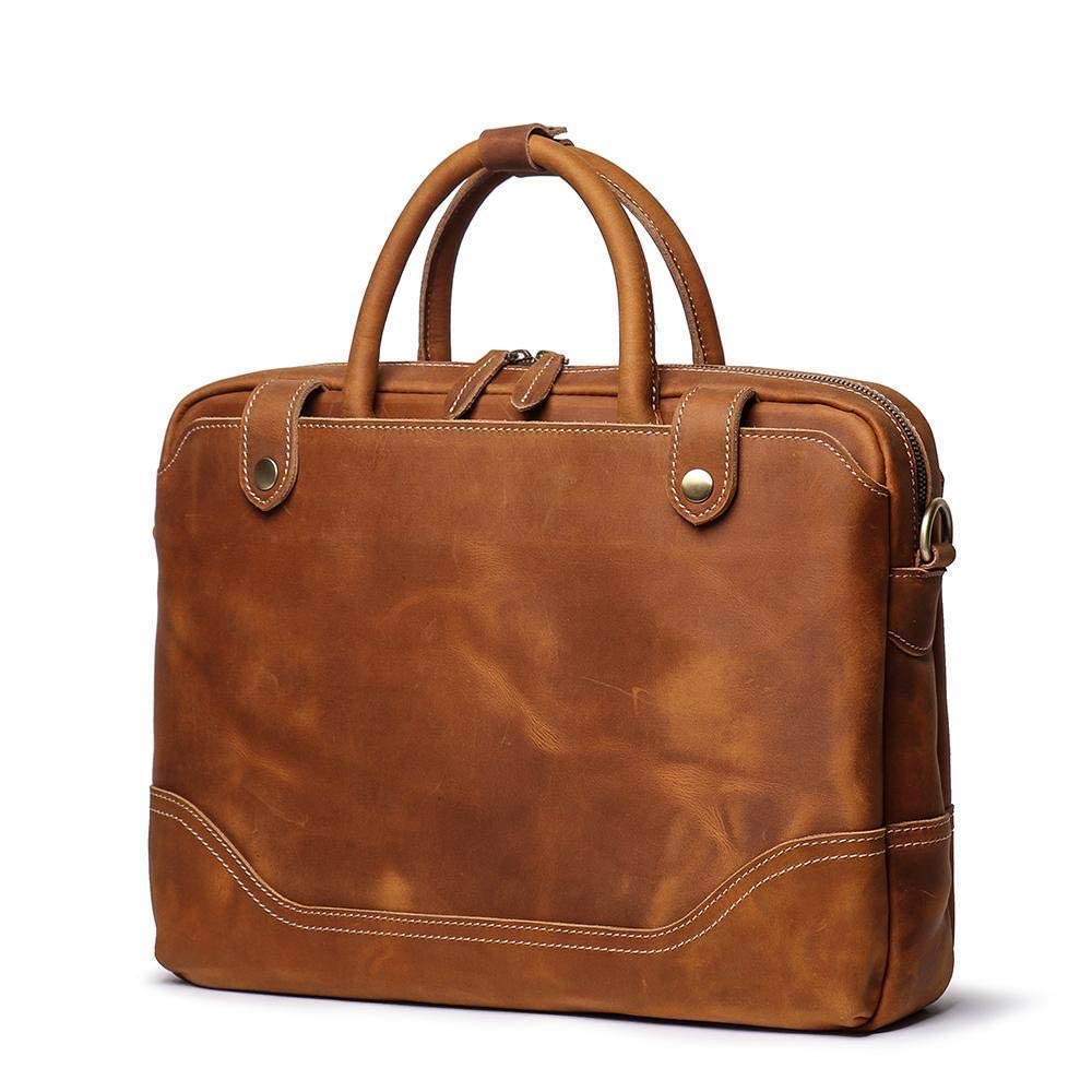 Leather Handmade Laptop Messenger Bag Office Briefcase College Bag Leather Bag for Men and Women (18Inch)-Tuzech store