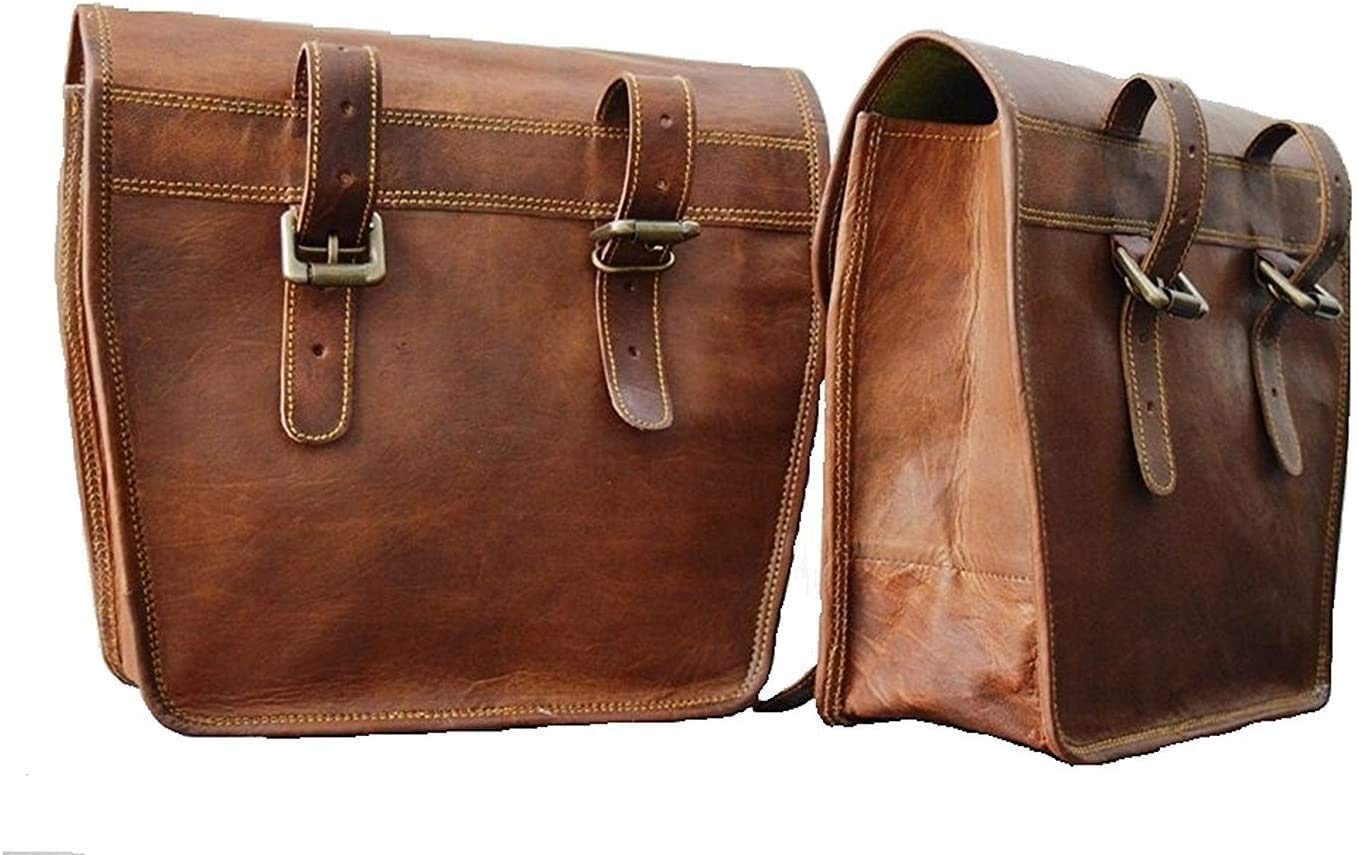 Tuzech 2 X Motorcycle Side Pouch Brown Leather Side Pouch Classic Saddlebags Saddle Panniers (2 Bags) Summer Sale!-Tuzech store