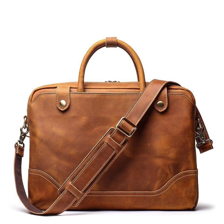 Leather Handmade Laptop Messenger Bag Office Briefcase College Bag Leather Bag for Men and Women (18Inch)-Tuzech store