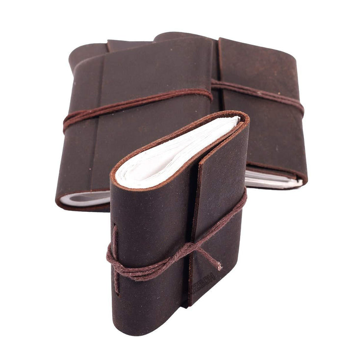 Tuzech Handmade Leather Set of 4 Mini Scrapbook Notebook Diary Blank Unlined Diary For Office||Artist|| Architect||Restaurants Vintage Journal for Men and Women-Tuzech store