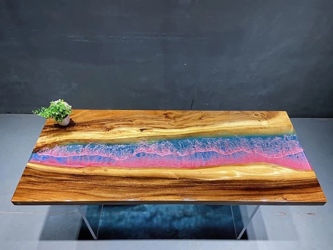 Epoxy Table Top Fully Customised Thick Resin River Table Indoor Outdoor Coffee Table Top Wooden Dining Table Top (16.5" Inches Tall, 24 x 12 Inches)-Tuzech store