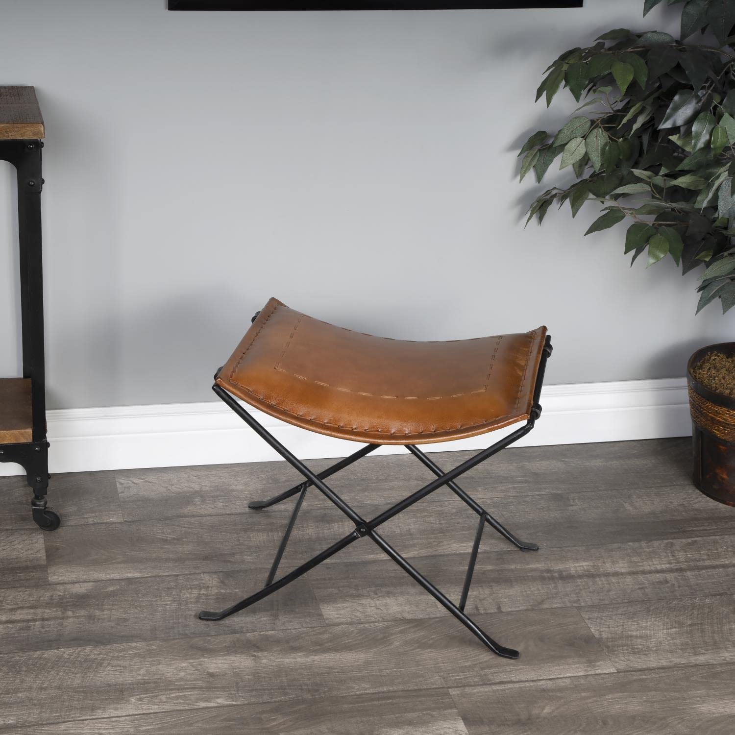 Butler Melton Brown Leather Stool-Tuzech store