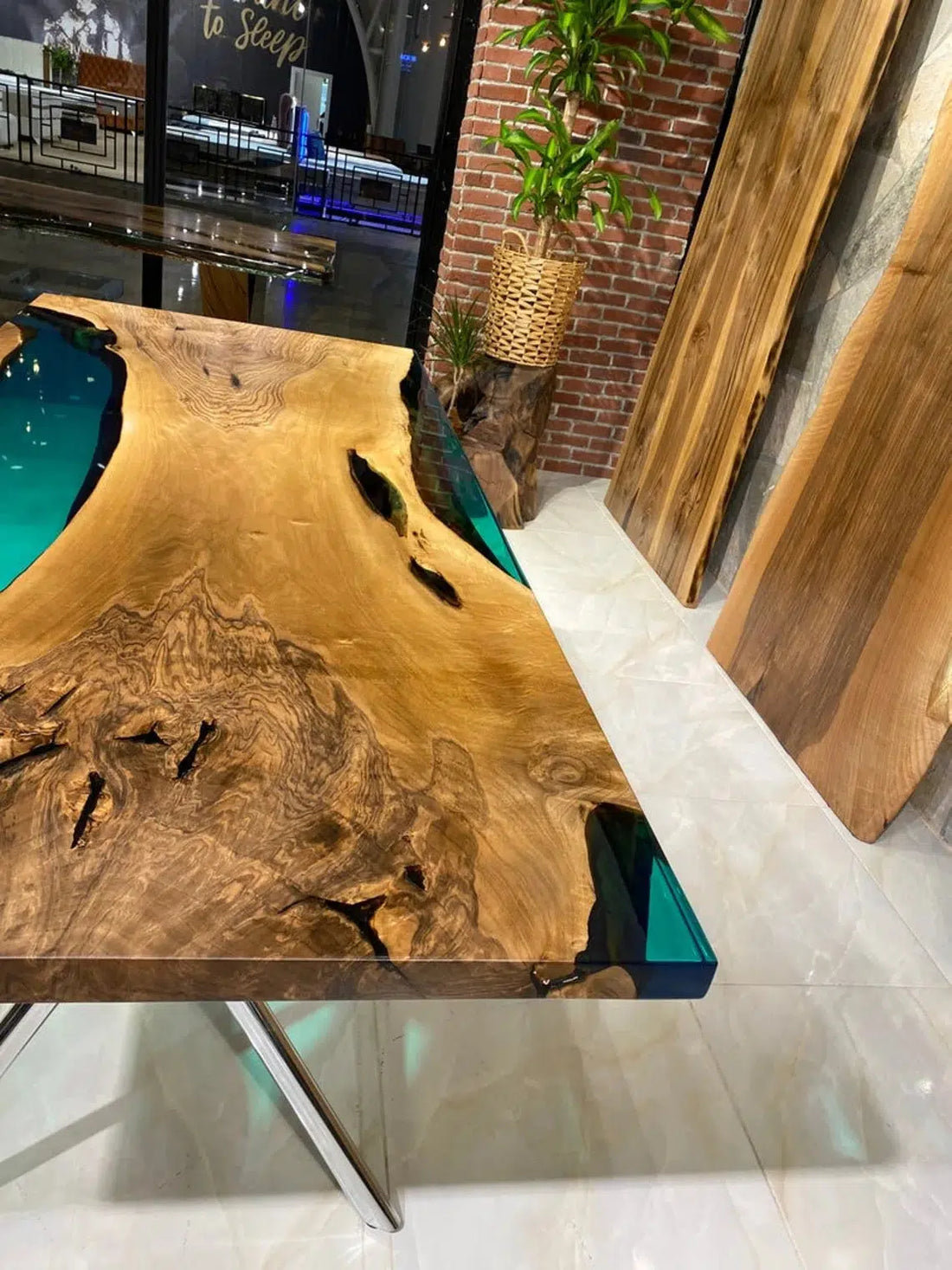 Personalized LARGE EPOXY TABLE, Resin Dining Table For 2 , 4 , 6, 8 River Dining Table Top, Wood Epoxy Coffee Table Top, Living Room Table-Tuzech store