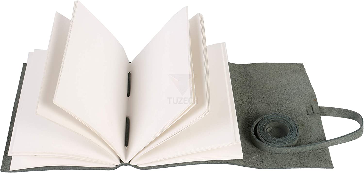Tuzech Leather Journal Large Writing Notebook - Handmade Leather Bound Journal For Women and Men Gift For Art Sketchbook, Travel Diary And Notebooks To Write In 7 by 5 Inches (Premium Soothing Green)-Tuzech store