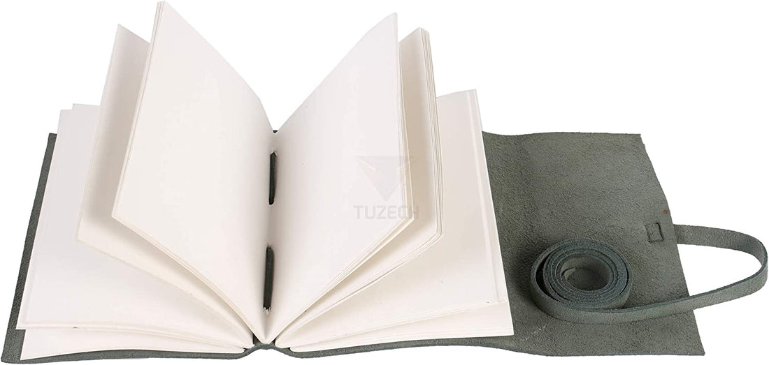Tuzech Leather Journal Large Writing Notebook - Handmade Leather Bound Journal For Women and Men Gift For Art Sketchbook, Travel Diary And Notebooks To Write In 7 by 5 Inches (Premium Soothing Green)-Tuzech store