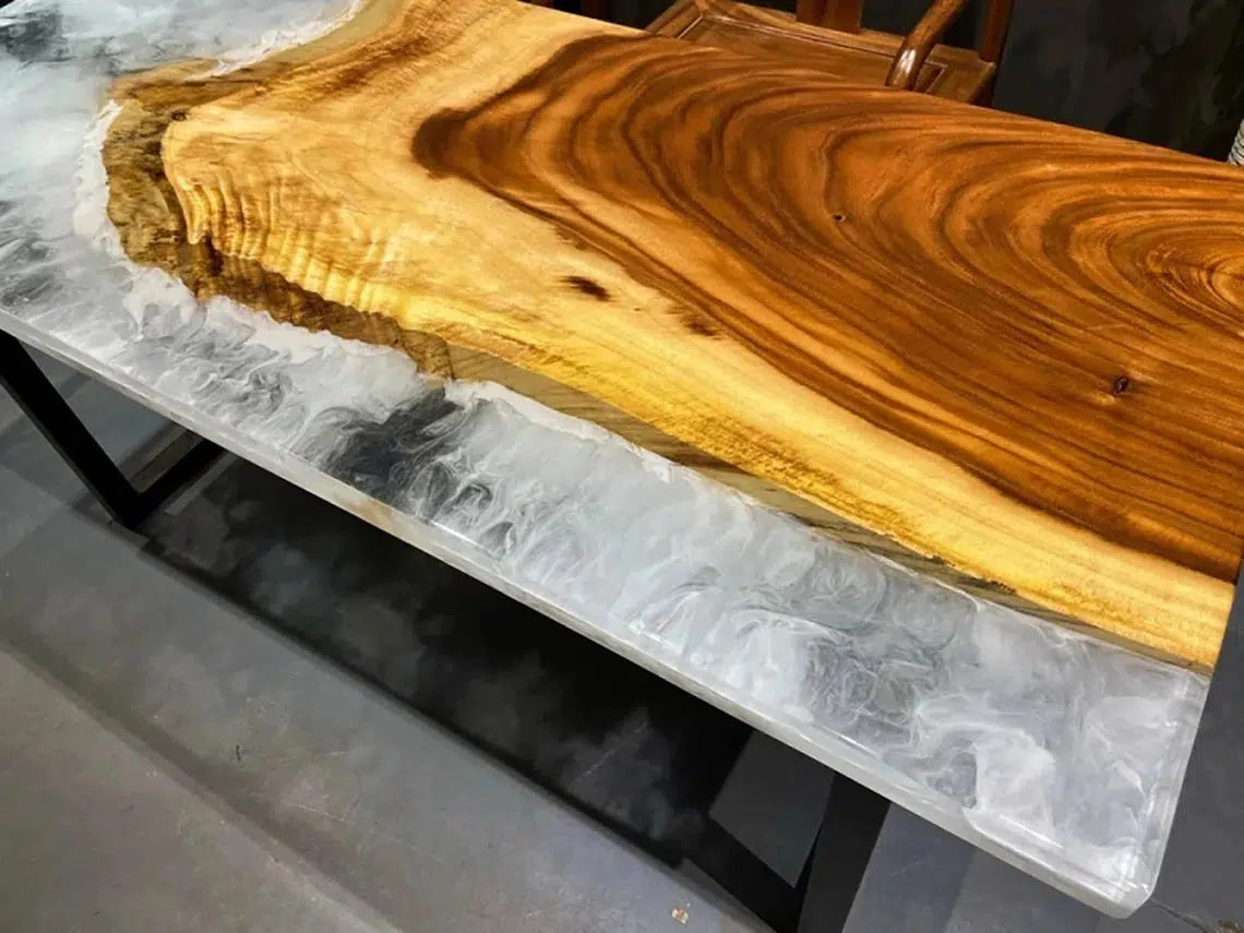 Personalized LARGE EPOXY TABLE, Resin Dining Table For 2 , 4 , 6, 8 River Dining Table Top, Wood Epoxy Coffee Table Top, Living Room Table-Tuzech store