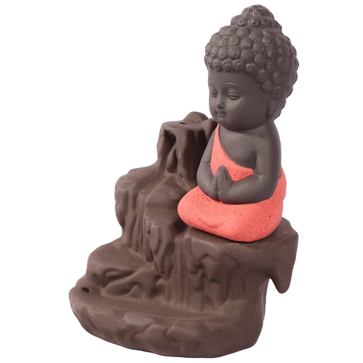 Tuzech Handicraft Ceramic Buddha Smoke Fountain Backflow Incense Holder Home Decor Buddha Statue Gifts Showpieces Multicolor (Cone Not Included)-Tuzech store