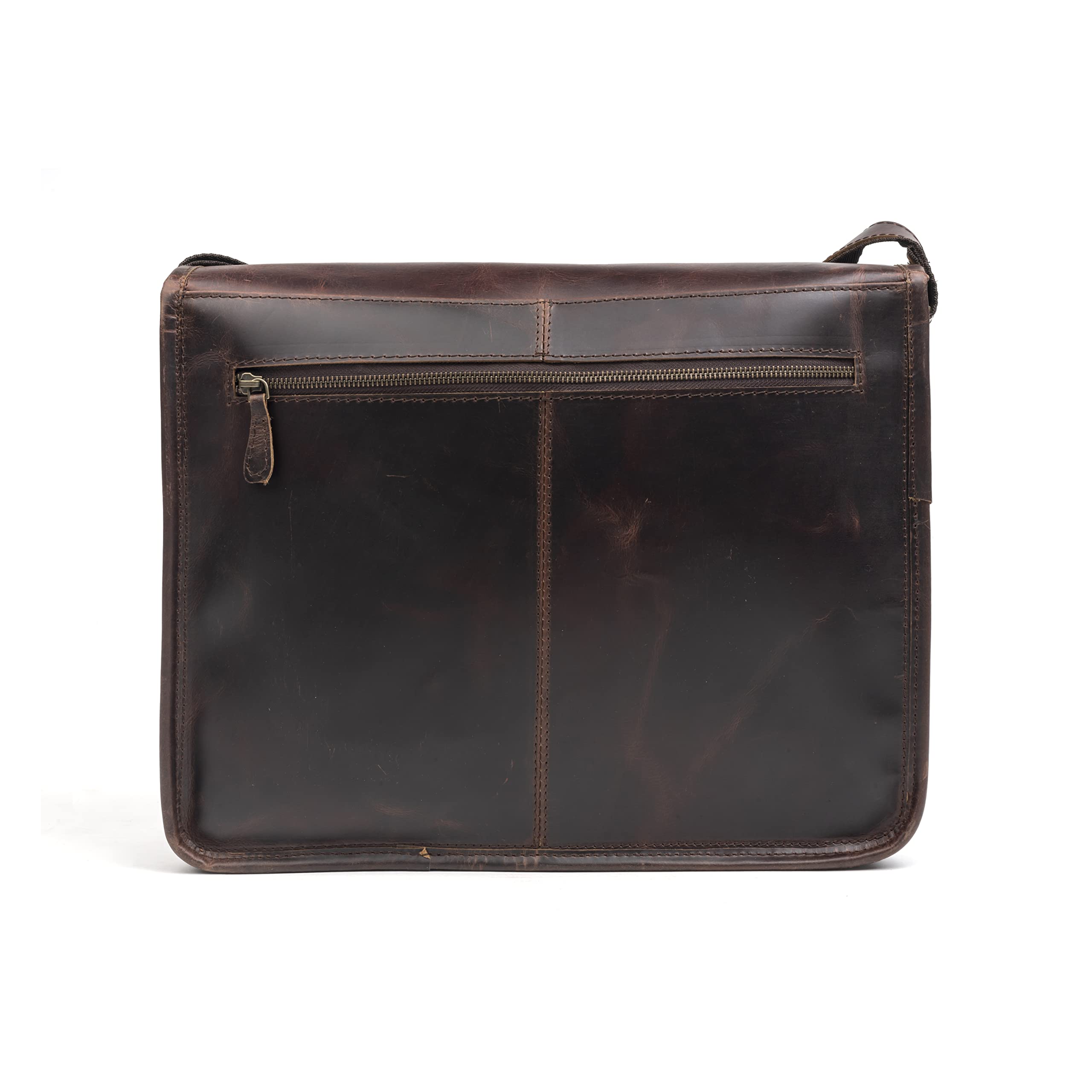TUZECH Genuine Leather Bag Handmade Vintage Rustic Cross Body Messenger Laptop Bag Courier Satchel Bag Gift Men Women Bag (Dark Brown)