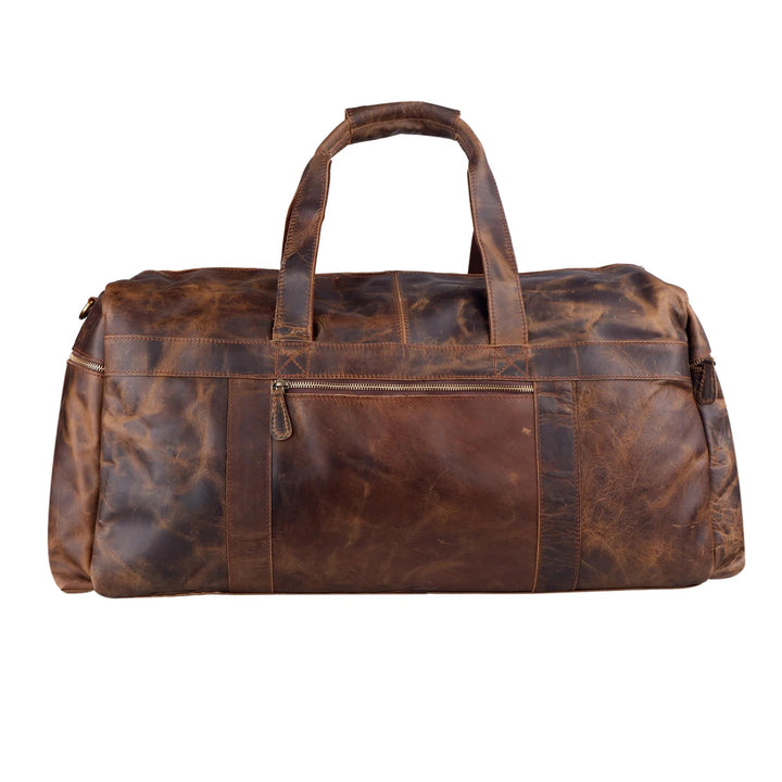 Tuzech Classic Vintage Leather men's Travel Duffle luggage bag,Professional Bag Gym Sports Soft Shell Overnight Weekend Brown Color (24 Inches Duffle)