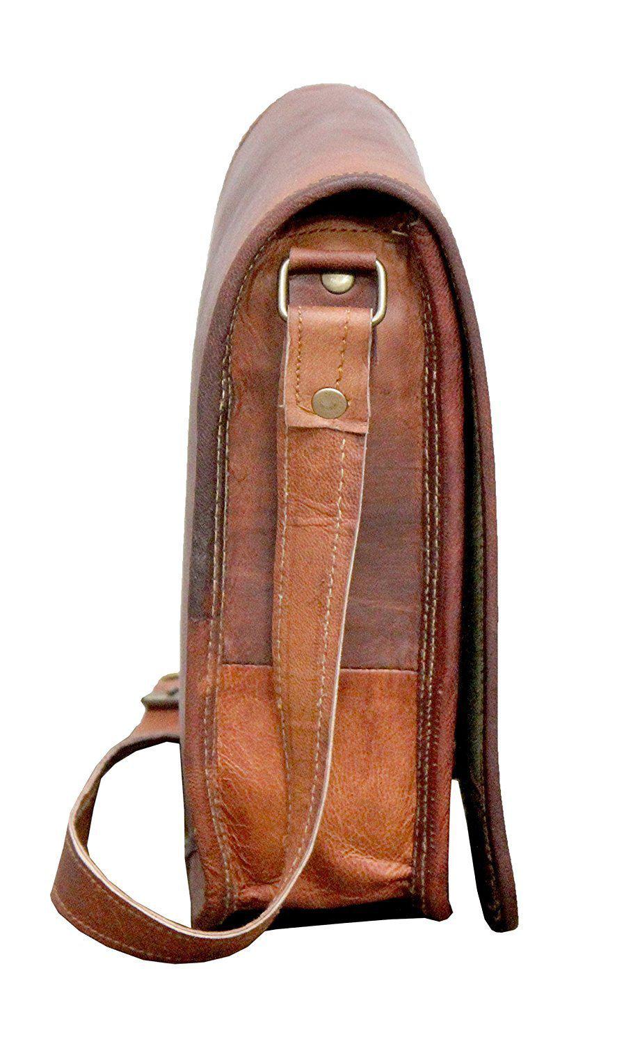 TUZECH Vintage Full Flap Genuine Leather Crossover Messenger Leather Bag - Fits laptop Upto (13 Inches)-Tuzech store