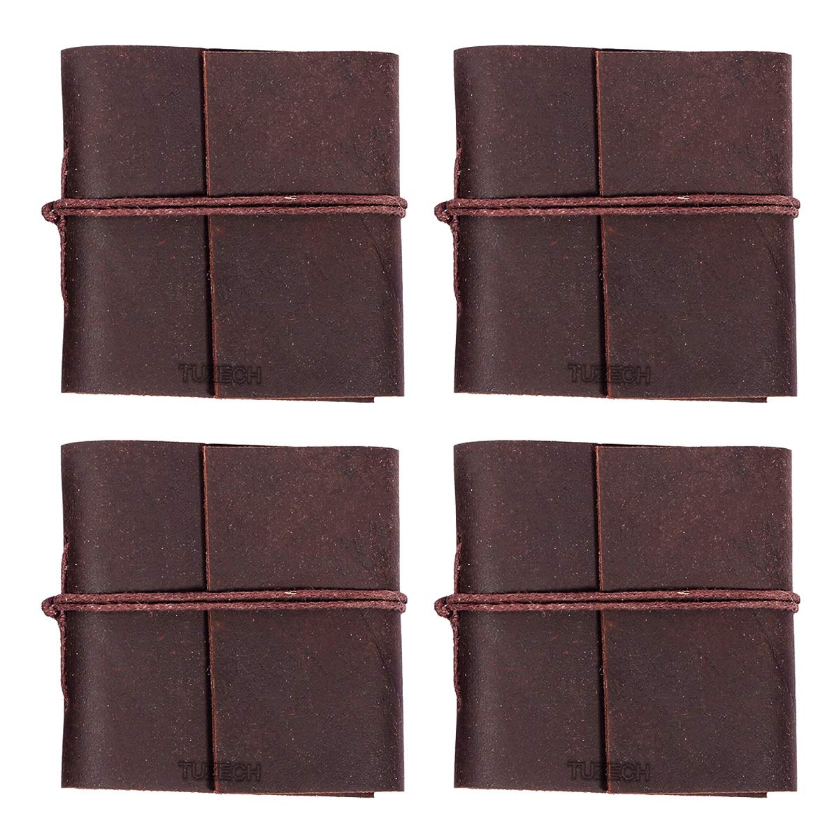 Tuzech Handmade Leather Set of 4 Mini Scrapbook Notebook Diary Blank Unlined Diary For Office||Artist|| Architect||Restaurants Vintage Journal for Men and Women-Tuzech store