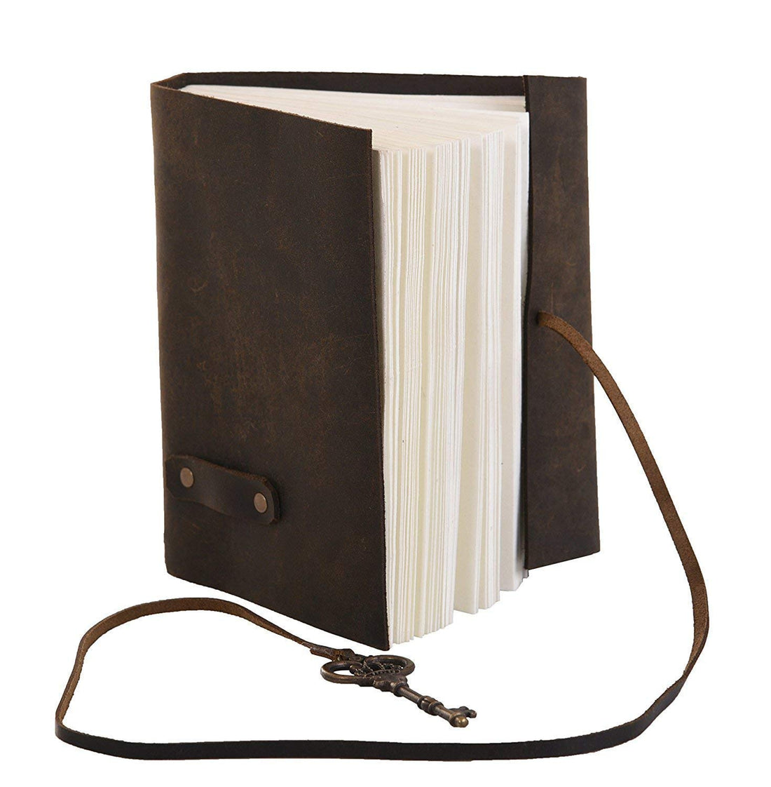 TUZECH Vintage Leather Handmade Paper Journal Diary with Stylish Key Antique Writing Notebook Functional Diary 7 Inches (Brown)-Tuzech store