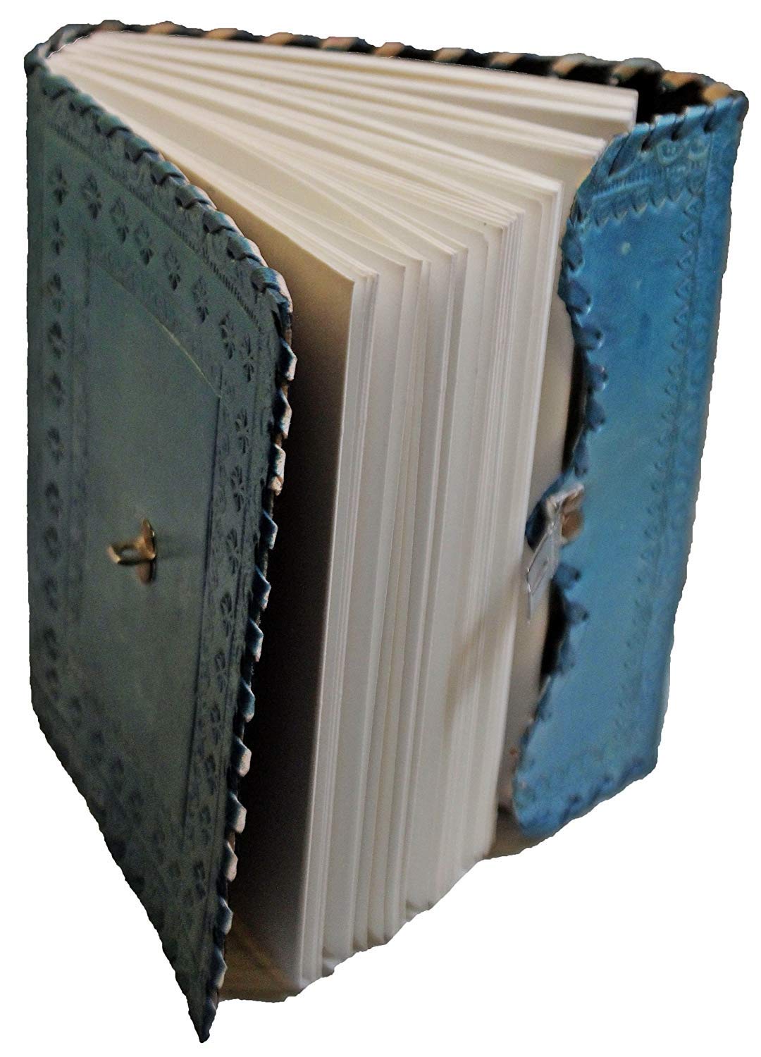 TUZECH Leather Genuine Journal Leather Vintage Diary to Write Poems, Leather Notebook Useful Personal Memoir with C-Lock 7 Inches [Blue]-Tuzech store