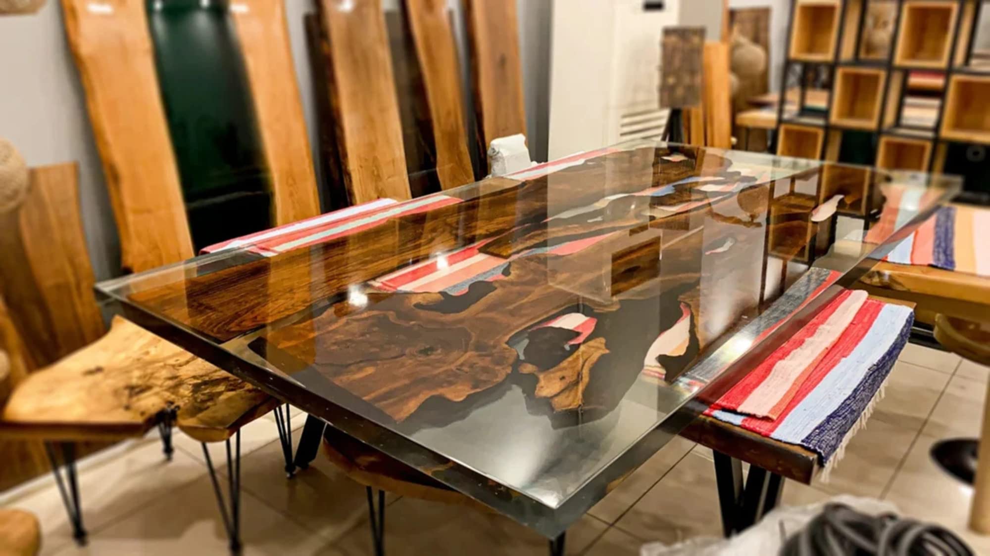 Customized Large Clear EPOXY Table, Resin Dining Table for 2, 4, 6, 8 River Dining Table Top, Wood Epoxy Coffee Table Top, Living Room Table-Tuzech store