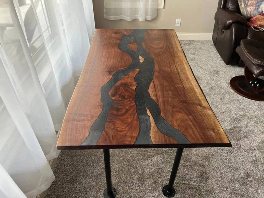 Customized Large Live Edge EPOXY Table, Resin Dining Table for 2, 4, 6, 8 River Dining Table Top, Wood Epoxy Coffee Table Top, Living Room Table-Tuzech store