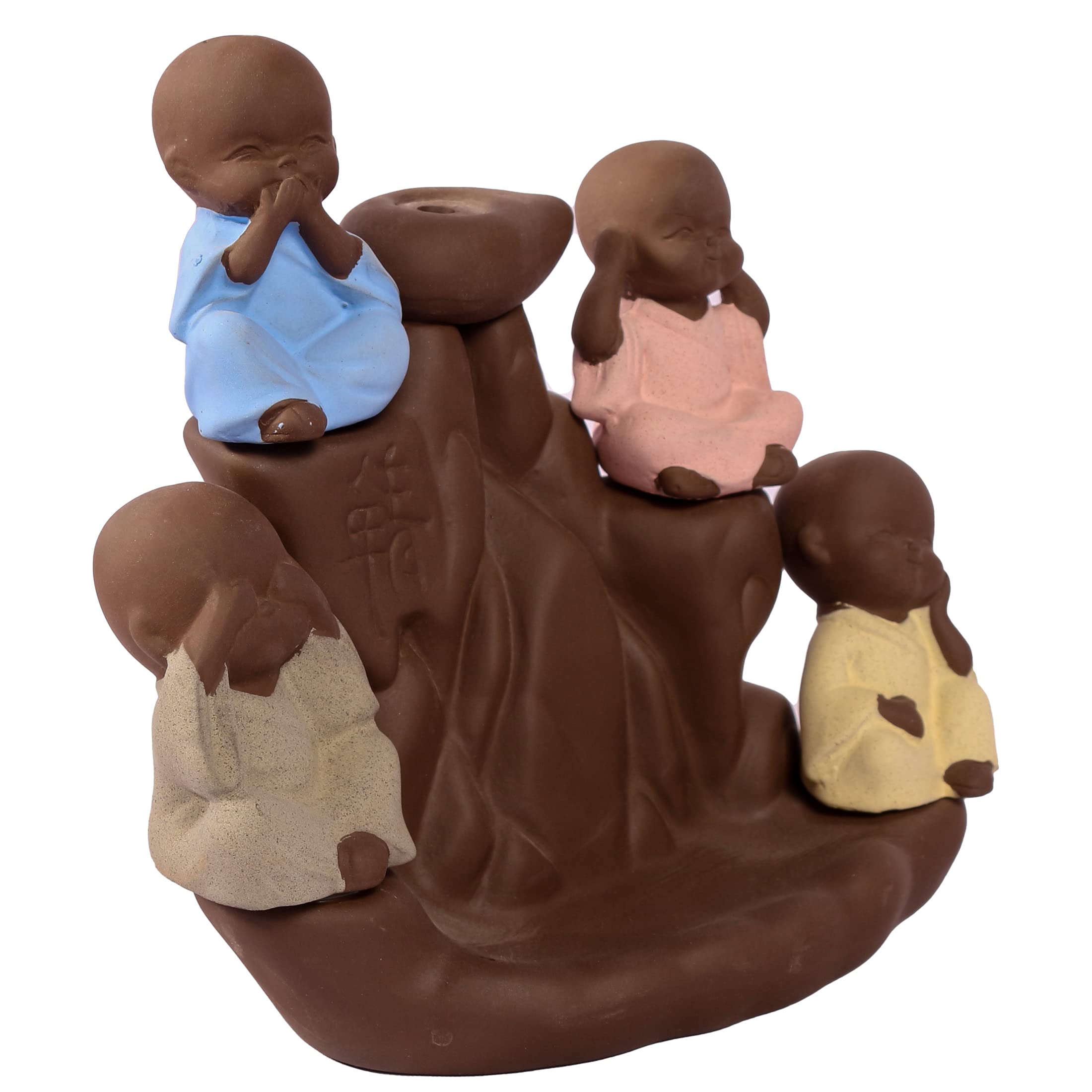 Tuzech Handicrafts Ceramic Gandhiji Styled Stress Reliever Backflow Reverse Incense Holder Peace Giving Smoke Fountain for Home and Office Décor Idol Gift-Tuzech store