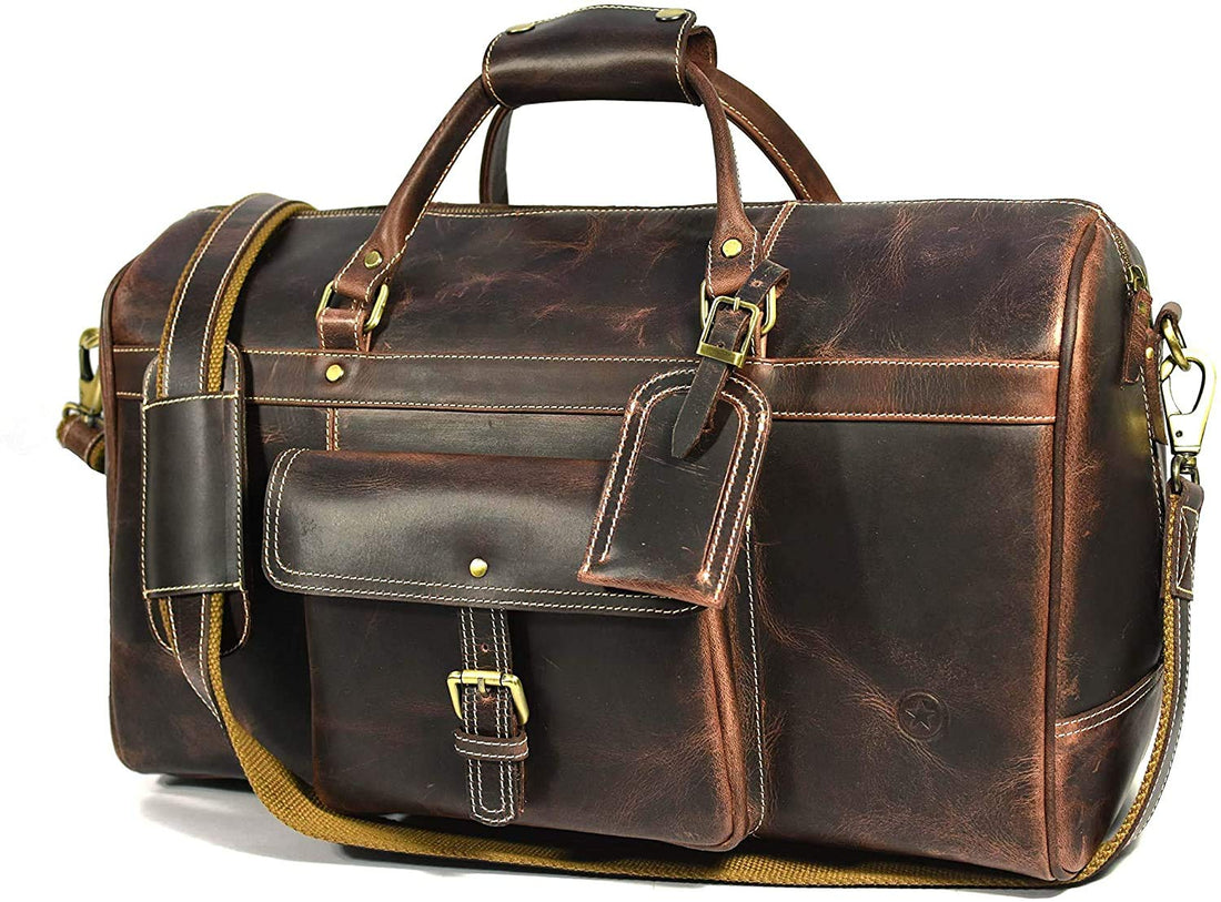 Tuzech Large Duffel Luggage leather Travel Bag Duffel bag Gym Bag Airplane cabin Approved Carry On Overnight Leather Weekender Mens Duffle Bag For Men and Women 20 Inch-Tuzech store