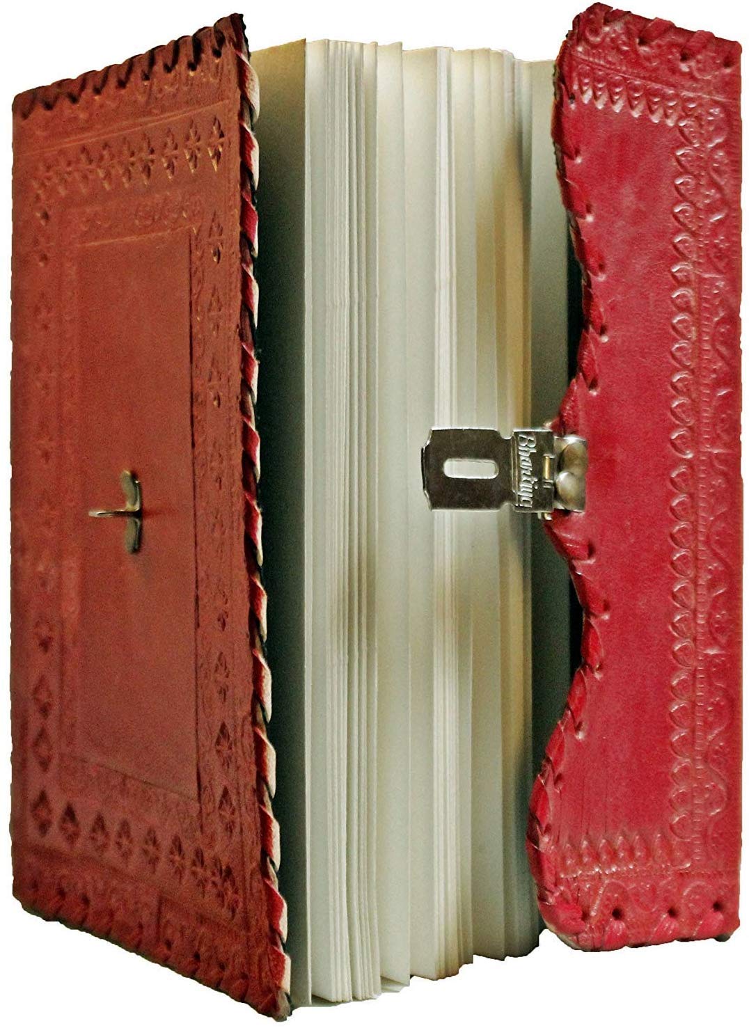 TUZECH Leather Journal Leather Diary to Write Poems, Leather Notebook Personal Memoir with C-Lock (Red, 7 Inches)-Tuzech store