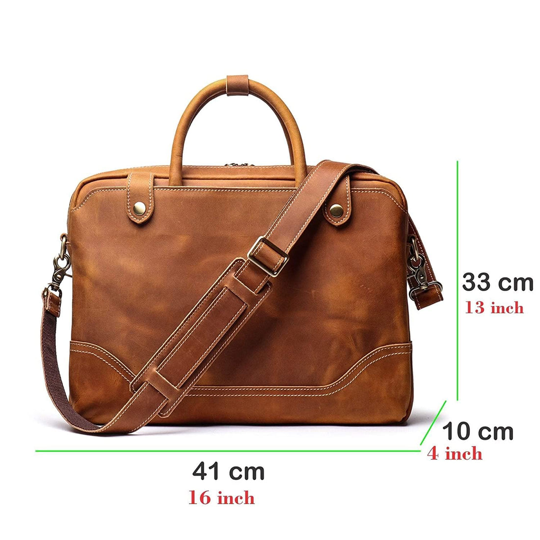 Leather Handmade Laptop Messenger Bag Office Briefcase College Bag Leather Bag for Men and Women (18Inch)-Tuzech store