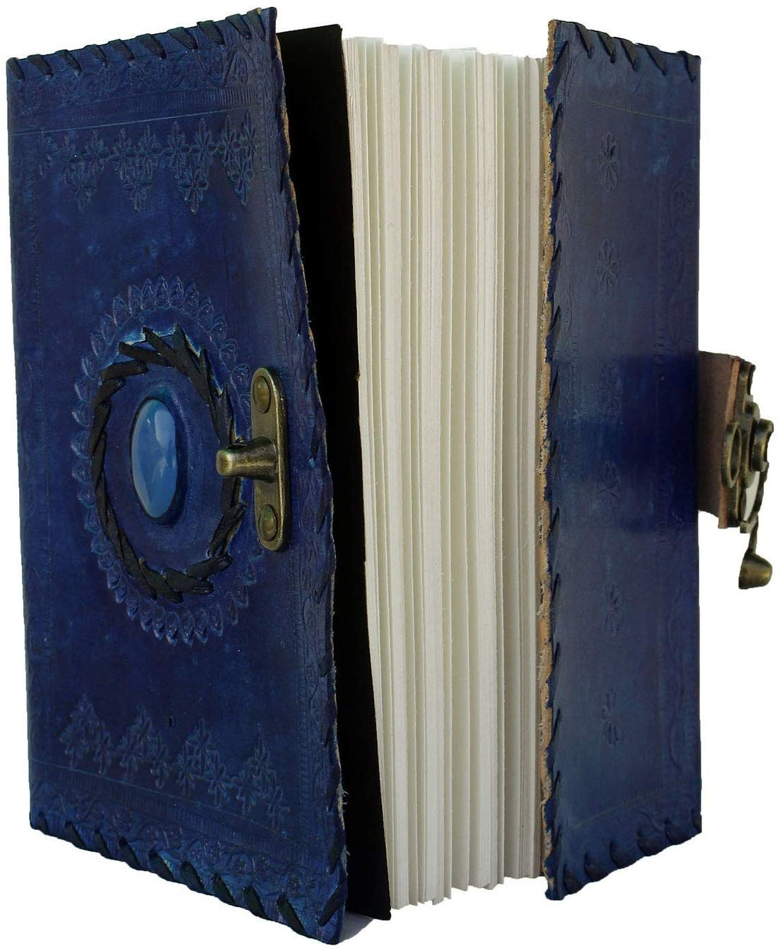 ININDIA Handmade Pure Leather Diary Leather Journal for Men and Women -Office Home Daily Use, Poem Writing with Lock Diary 7 Inches and Luck Stone-Tuzech store