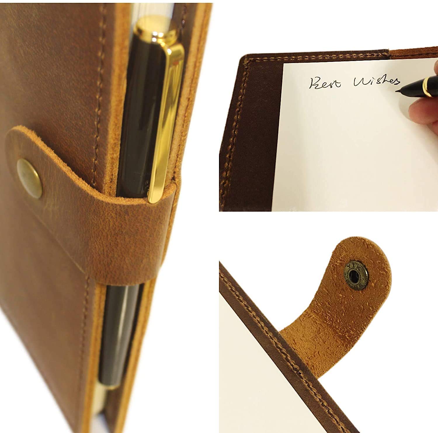 TUZECH Handmade Premium Full-Grain Refillable Leather Journal Classic Travel Leather Diary Cover for Men Women (Only Leather Cover) 9.5X7.5 inches (Brown)-Tuzech store