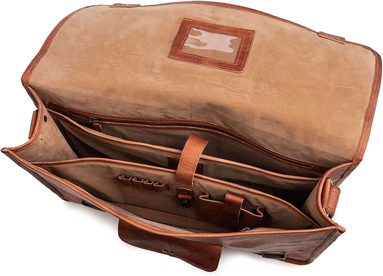 Vintage Handmade Leather Laptop Stylish Messenger Bag Shoulder Bag Briefcase Men Women Vintage Brown Color